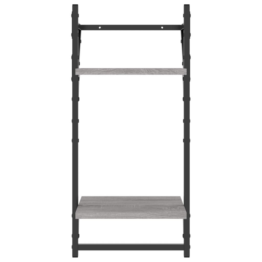 vidaXL Étagères murales à 2 niveaux et tringles 2 pcs Gris Sonoma 30x25x65 cm