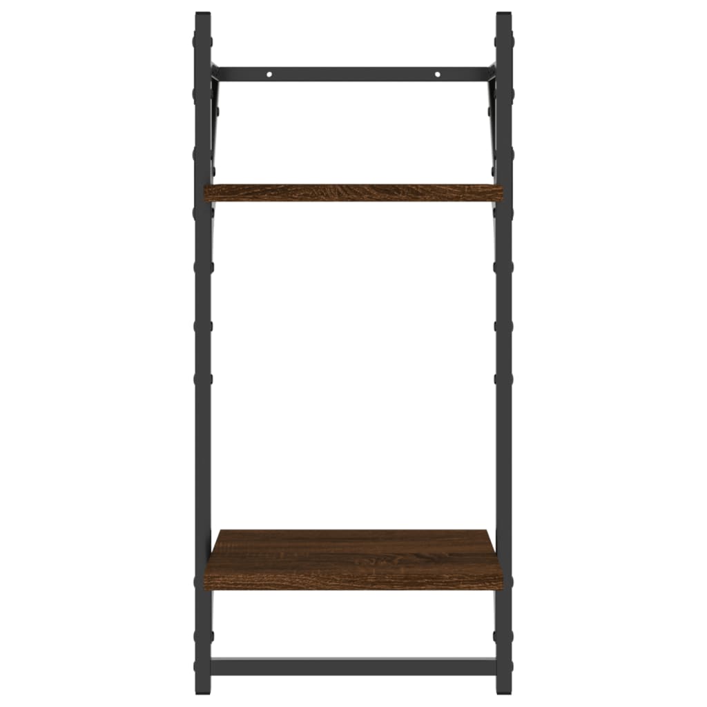 vidaXL Étagères murales avec 2 niveaux et tringles 2 pcs Aspect chêne marron