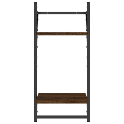 vidaXL Étagères murales avec 2 niveaux et tringles 2 pcs Aspect chêne marron