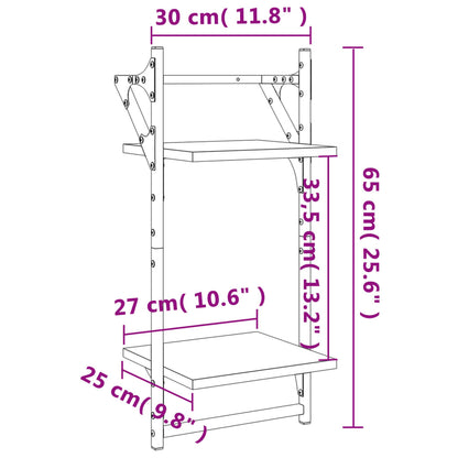 vidaXL Étagères murales avec 2 niveaux et tringles 2 pcs Aspect chêne marron