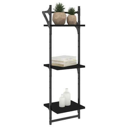 vidaXL Wandregale mit 3 Ablagen & Stangen 2 Stk. Schwarz 30x25x100 cm