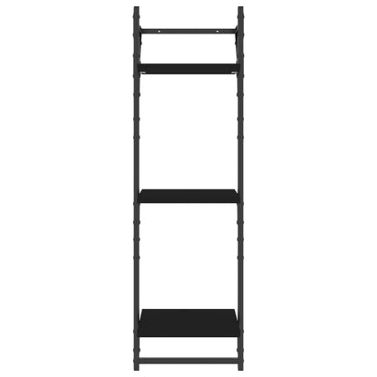 vidaXL Wandregale mit 3 Ablagen & Stangen 2 Stk. Schwarz 30x25x100 cm