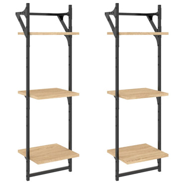 vidaXL Étagères murales à 3 niveaux avec tringles 2 pcs Chêne Sonoma