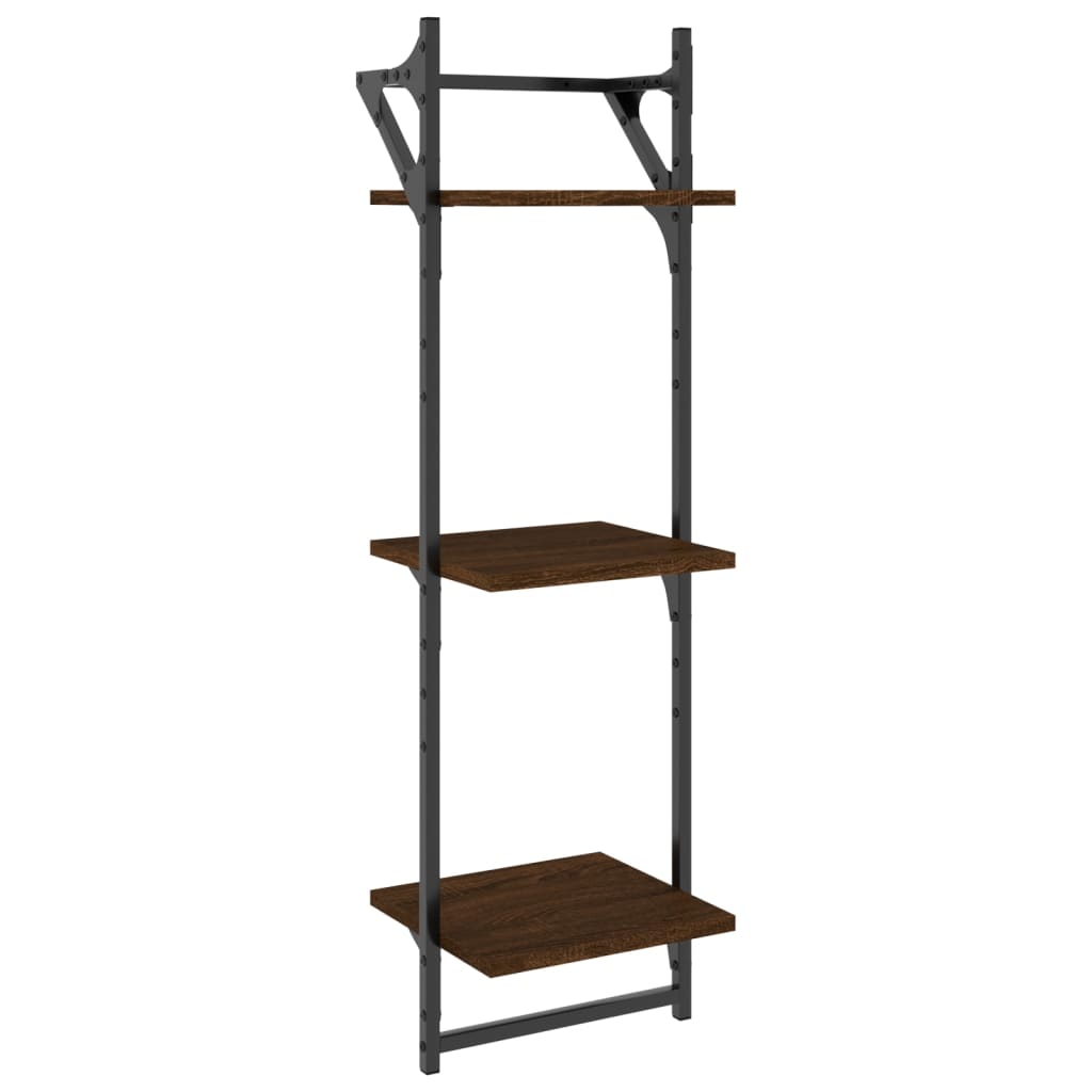 vidaXL Étagères murales à 3 niveaux avec tringles 2 pcs Chêne marron