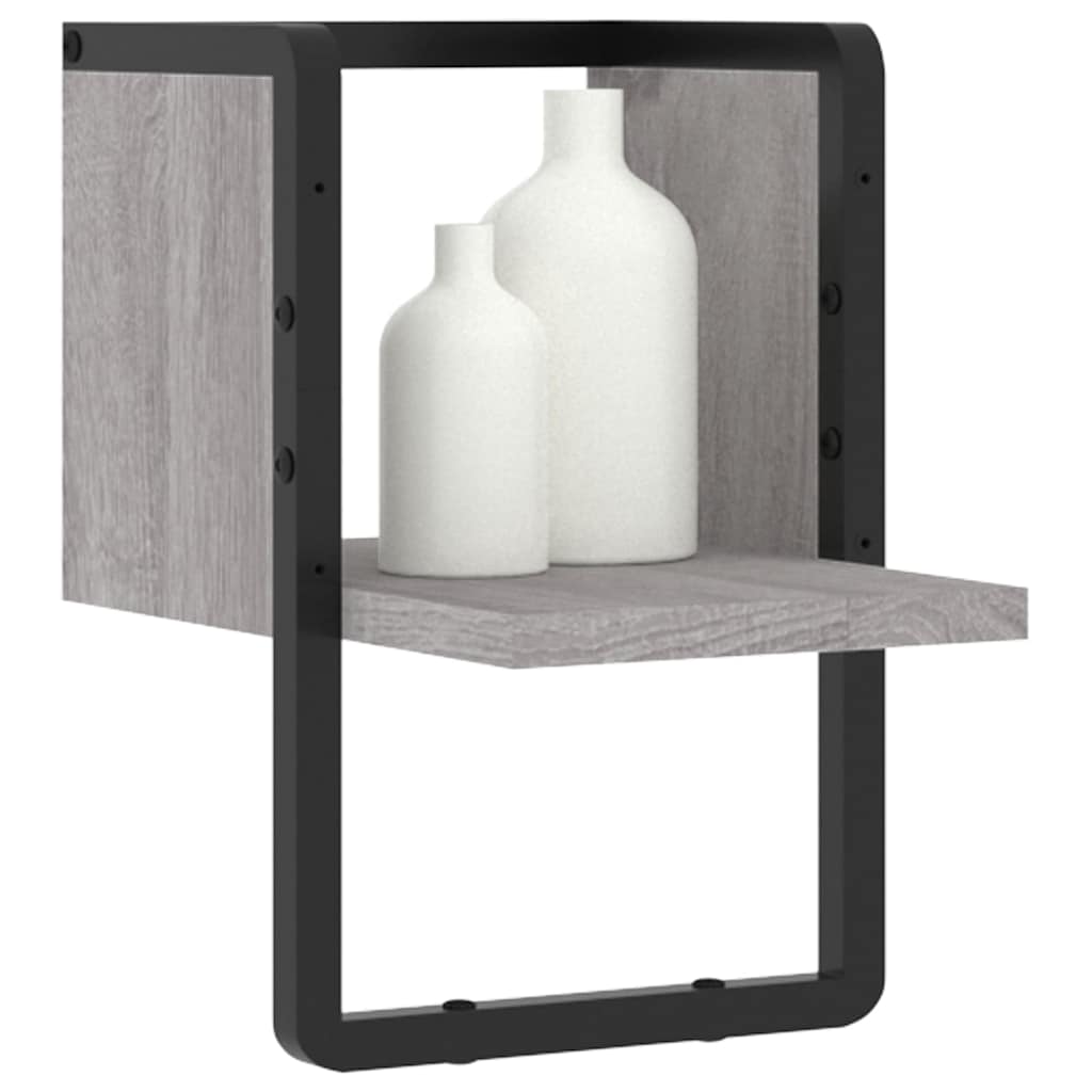 vidaXL Wandregal mit Stange Grau Sonoma 20x25x30 cm