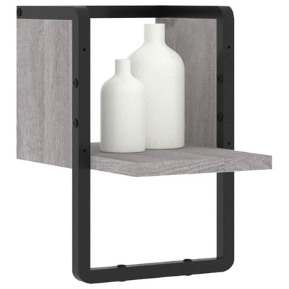 vidaXL Wandregal mit Stange Grau Sonoma 20x25x30 cm