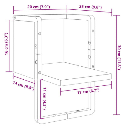 vidaXL Wandregal mit Stange Grau Sonoma 20x25x30 cm