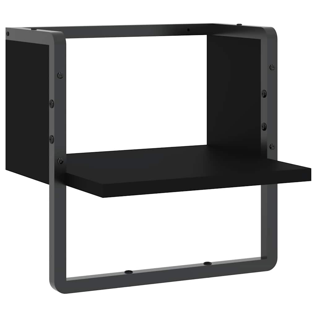 vidaXL Étagère murale avec tringle Noir 30x25x30 cm