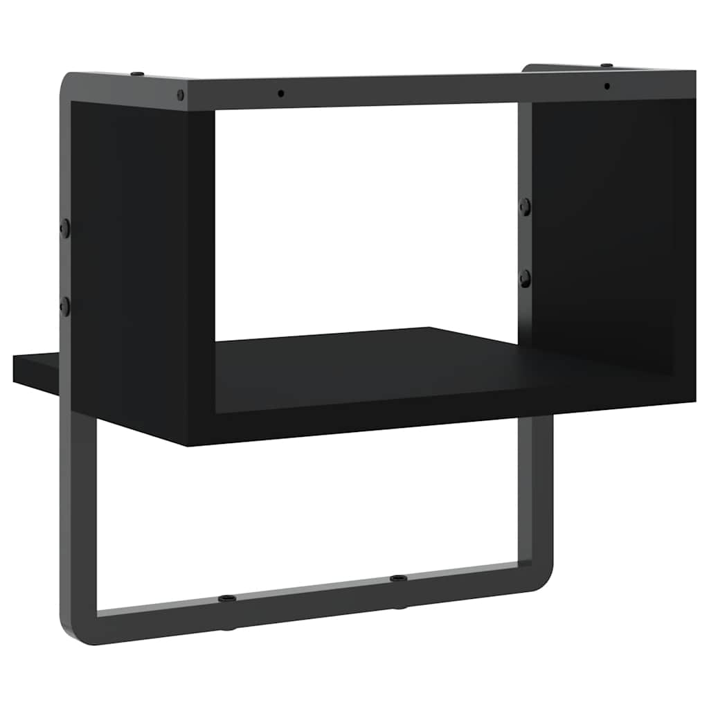 vidaXL Étagère murale avec tringle Noir 30x25x30 cm