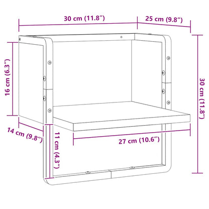 vidaXL Étagère murale avec tringle Noir 30x25x30 cm