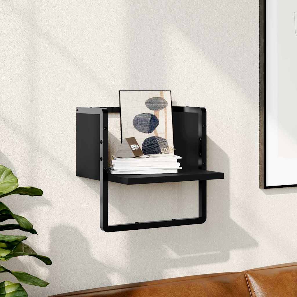vidaXL Étagère murale avec tringle Noir 30x25x30 cm