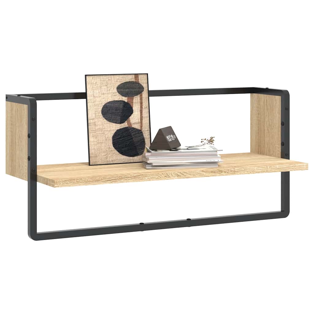 vidaXL Wandregal mit Stange Sonoma-Eiche 65x25x30 cm