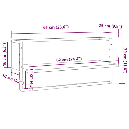 vidaXL Wandregal mit Stange Sonoma-Eiche 65x25x30 cm