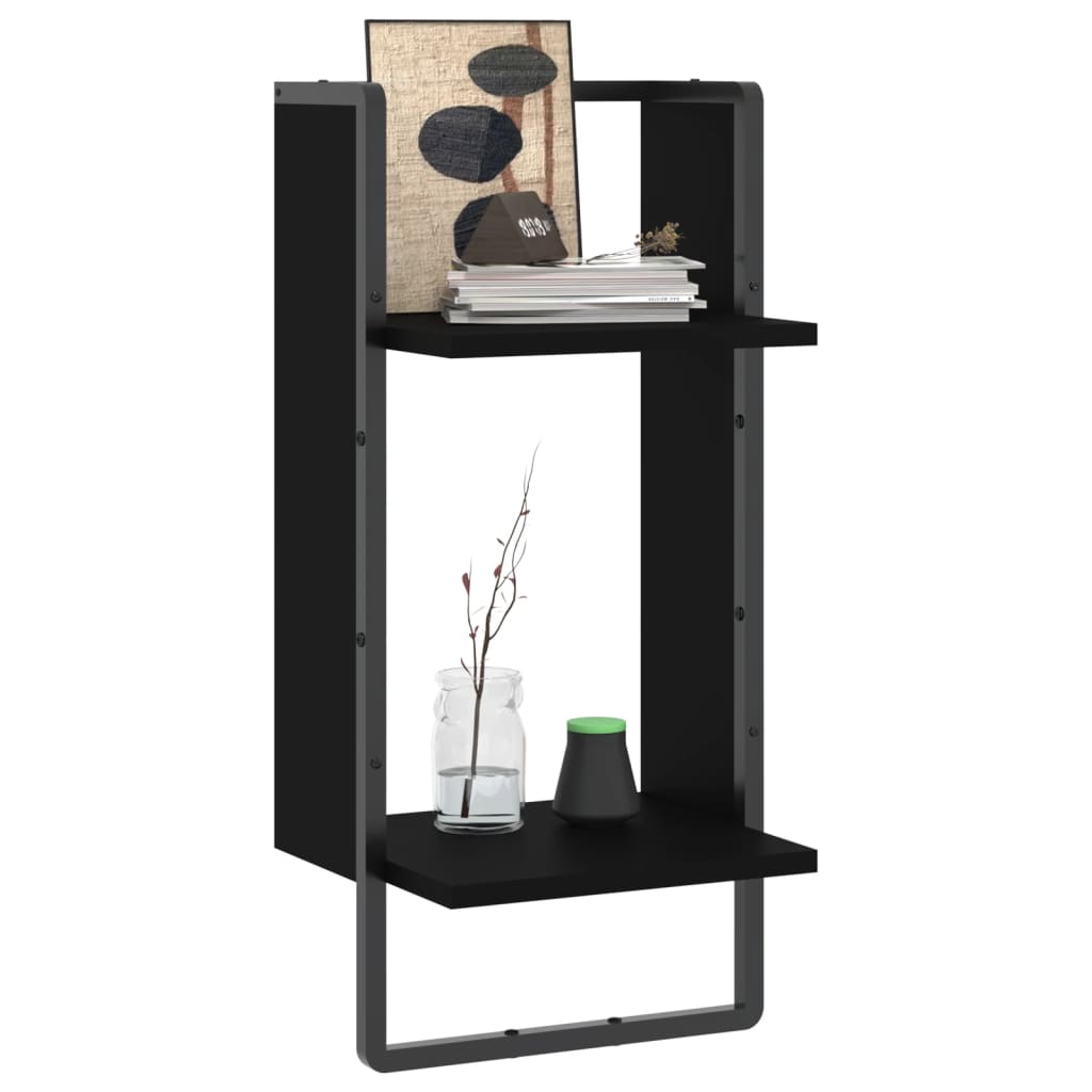 vidaXL Étagère murale avec tringle Noir 30x25x65 cm