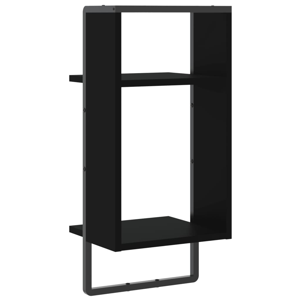 vidaXL Étagère murale avec tringle Noir 30x25x65 cm