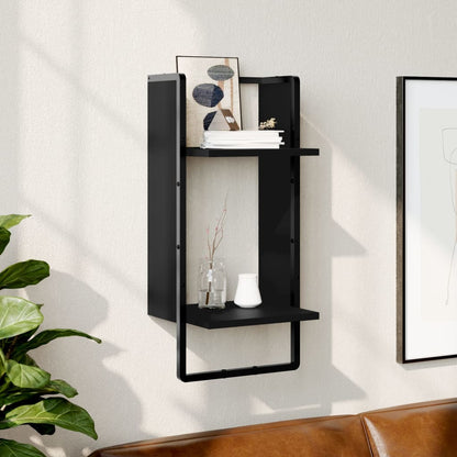 vidaXL Étagère murale avec tringle Noir 30x25x65 cm
