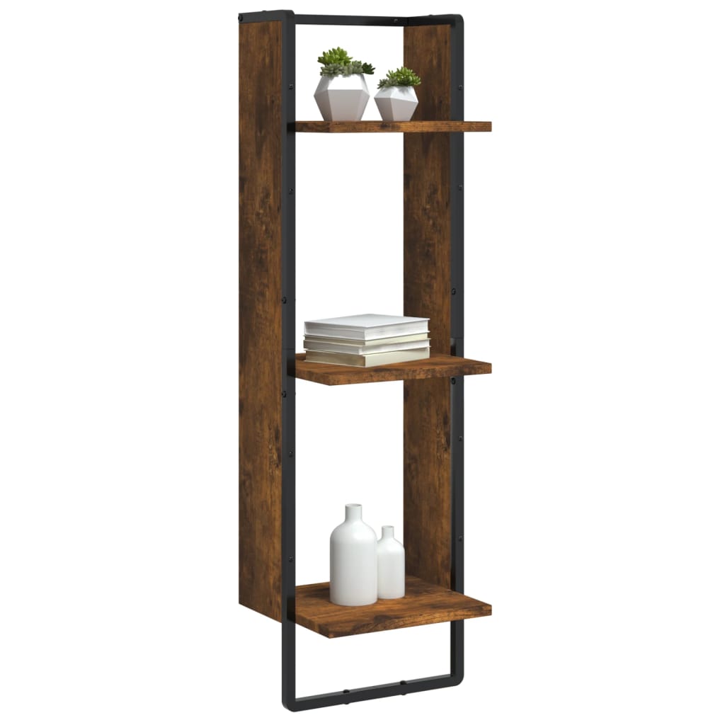 vidaXL Wandregal 3 Fächer Räuchereiche 30x25x100 cm Holzwerkstoff