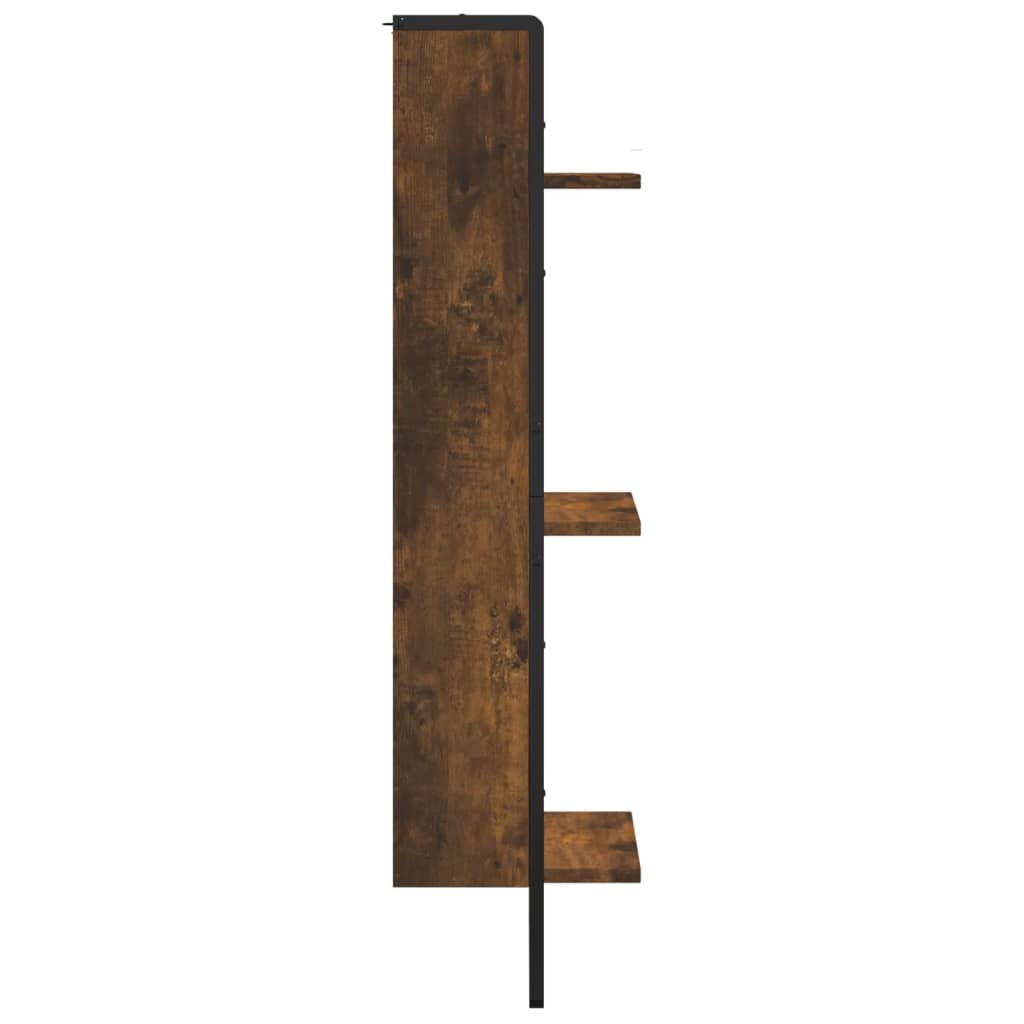 vidaXL Wandregal 3 Fächer Räuchereiche 30x25x100 cm Holzwerkstoff