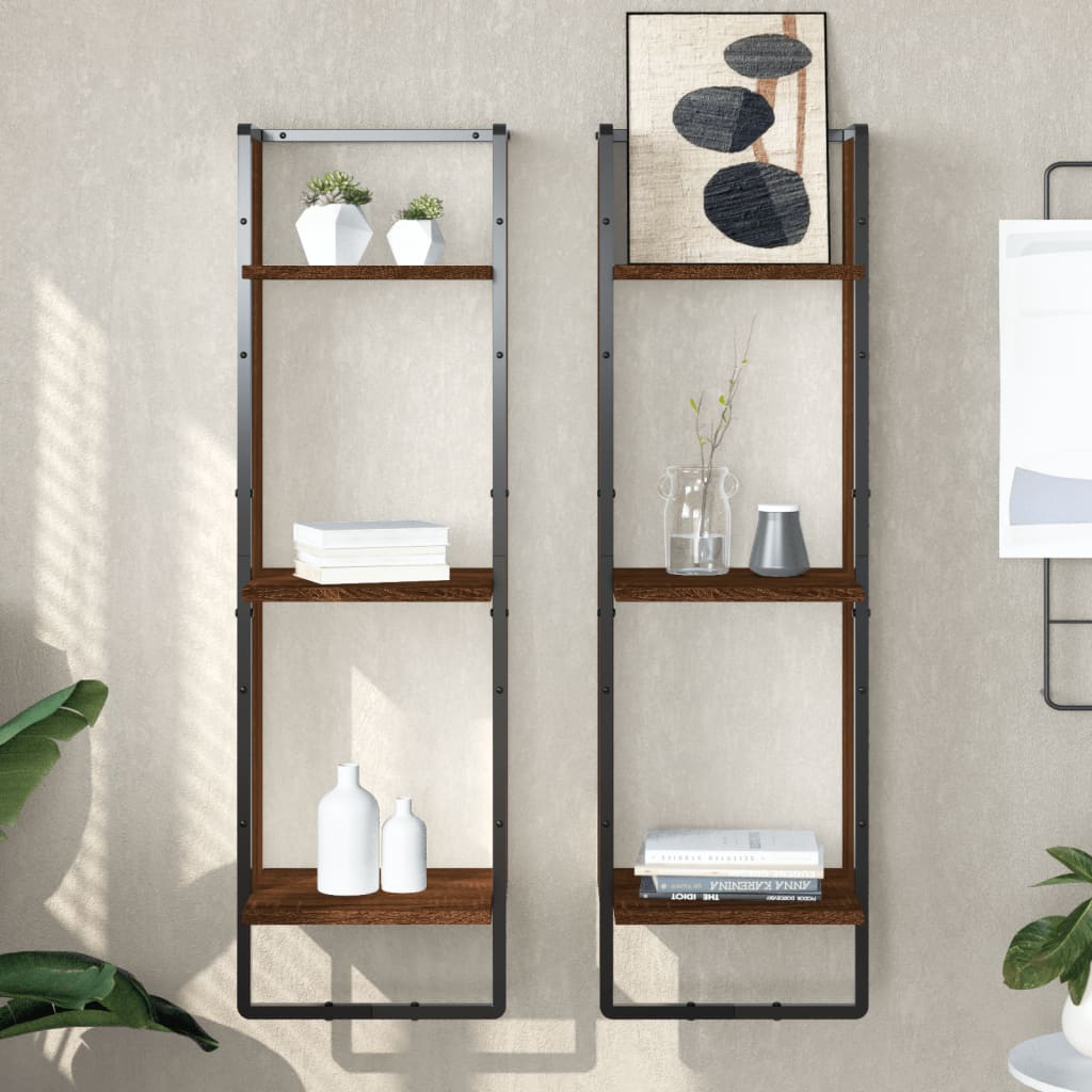 vidaXL Wandregal 3 Fächer Braun Eichen-Optik 30x25x100cm Holzwerkstoff
