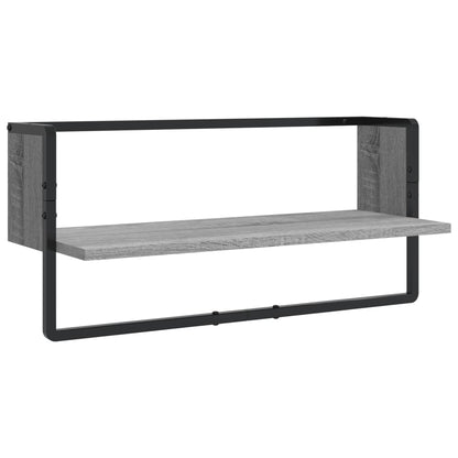 vidaXL Kit de 4 étagères murales avec tringles gris Sonoma en bois d'ingénierie