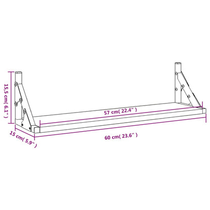 vidaXL Wandregale 2 Stk. Grau Sonoma 60x15x15,5 cm