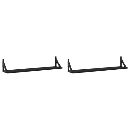 vidaXL Wandregale 2 Stk. Schwarz 80x15x15,5 cm Holzwerkstoff