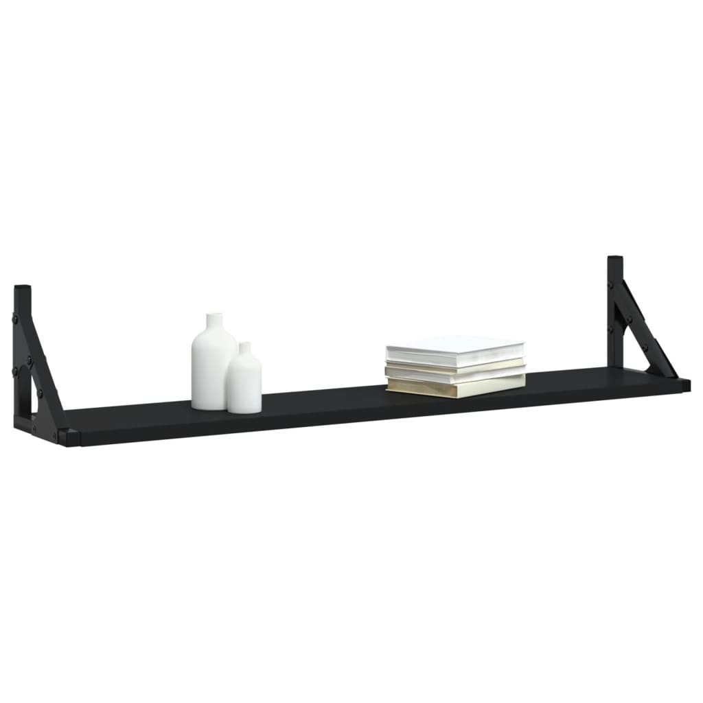 vidaXL Wandregale 2 Stk. Schwarz 80x15x15,5 cm Holzwerkstoff
