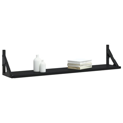 vidaXL Wandregale 2 Stk. Schwarz 80x15x15,5 cm Holzwerkstoff