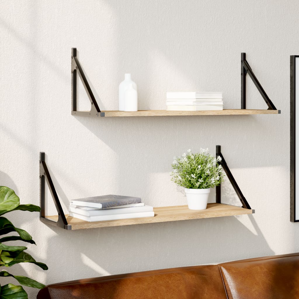 vidaXL Étagères murales 2 pcs Chêne Sonoma 80 x 25 x 25,5 cm Bois d'ingénierie
