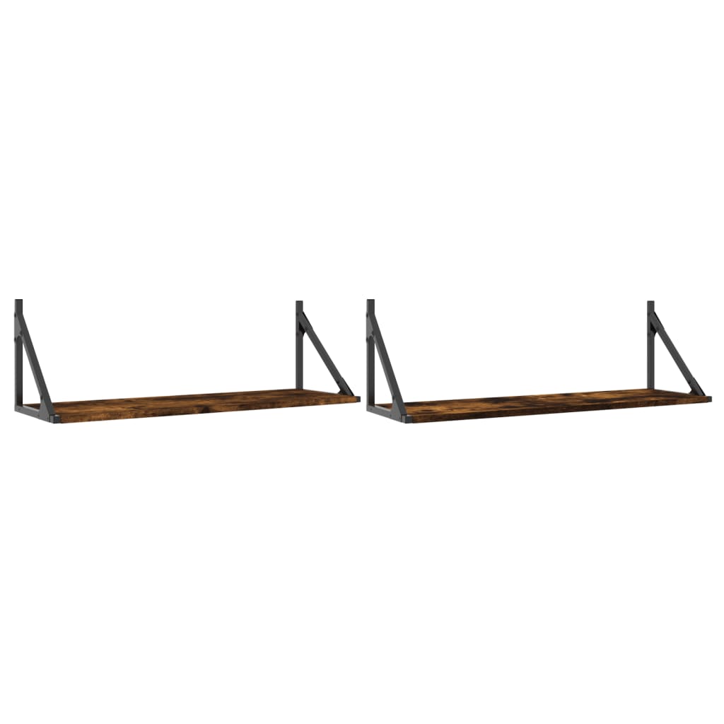 vidaXL Wandregale 2 Stk. Räuchereiche 80x25x25,5 cm Holzwerkstoff