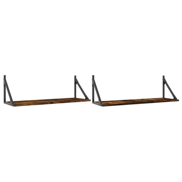 vidaXL Wandregale 2 Stk. Räuchereiche 80x25x25,5 cm Holzwerkstoff