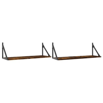 vidaXL Wandregale 2 Stk. Räuchereiche 80x25x25,5 cm Holzwerkstoff