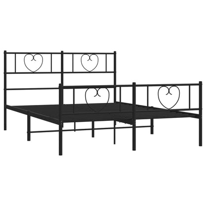 vidaXL Bettgestell mit Kopf- und Fußteil Metall Schwarz 140x190 cm