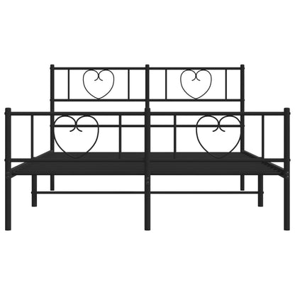 vidaXL Bettgestell mit Kopf- und Fußteil Metall Schwarz 140x190 cm