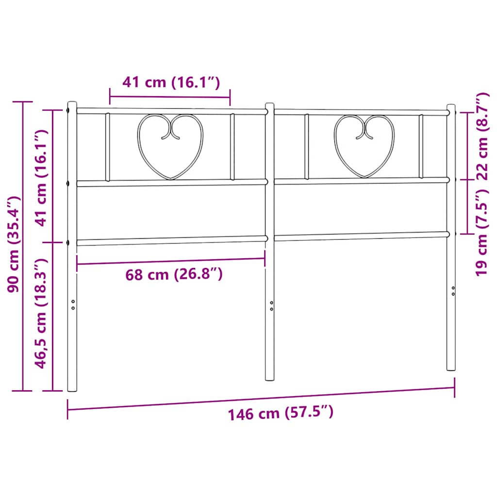 vidaXL Ersatz-Kopfteil Metall Schwarz 140 cm