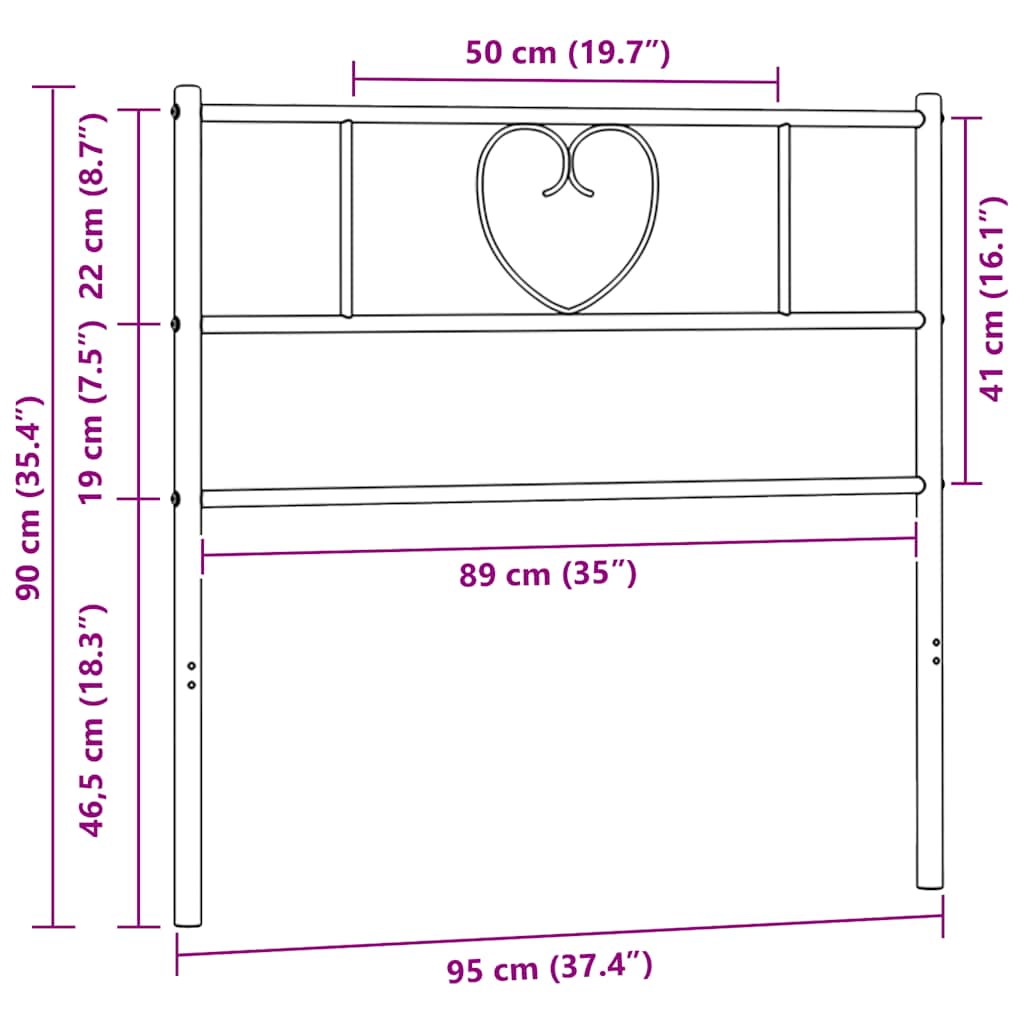 vidaXL Ersatz-Kopfteil Metall Weiß 90 cm