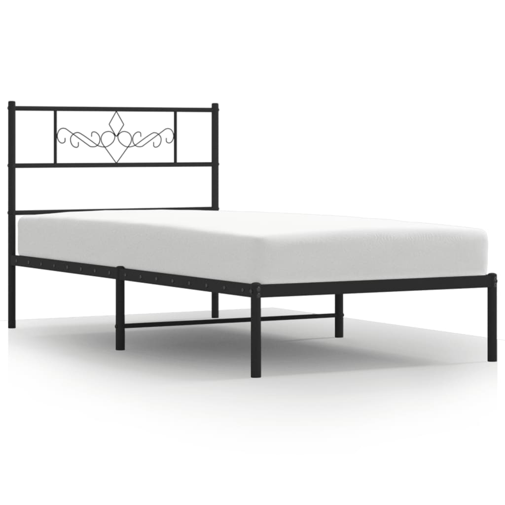 vidaXL Cadre de lit avec tête de lit Métal Noir 75x190 cm