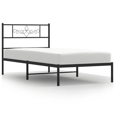 vidaXL Cadre de lit avec tête de lit Métal Noir 75x190 cm