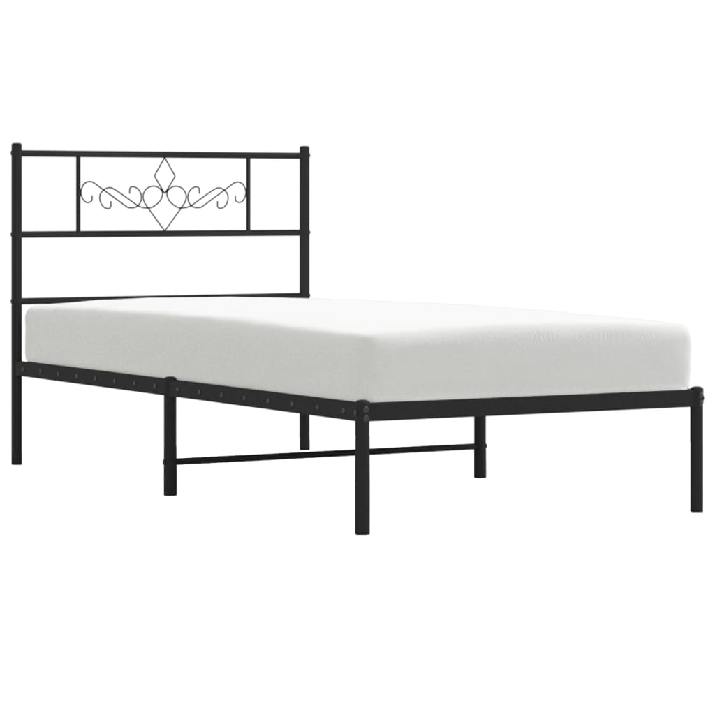 vidaXL Cadre de lit avec tête de lit Métal Noir 75x190 cm