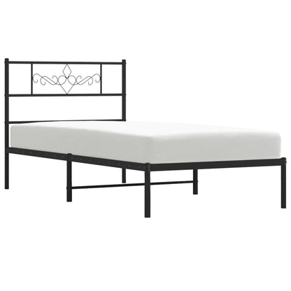 vidaXL Cadre de lit avec tête de lit Métal Noir 75x190 cm