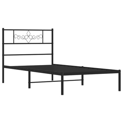 vidaXL Cadre de lit avec tête de lit Métal Noir 75x190 cm