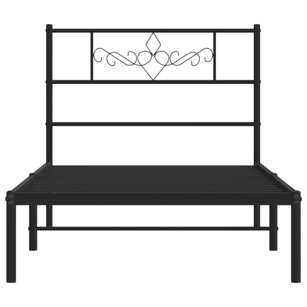 vidaXL Cadre de lit avec tête de lit Métal Noir 75x190 cm