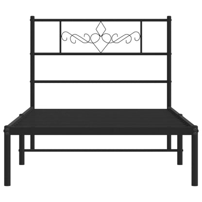 vidaXL Cadre de lit avec tête de lit Métal Noir 75x190 cm