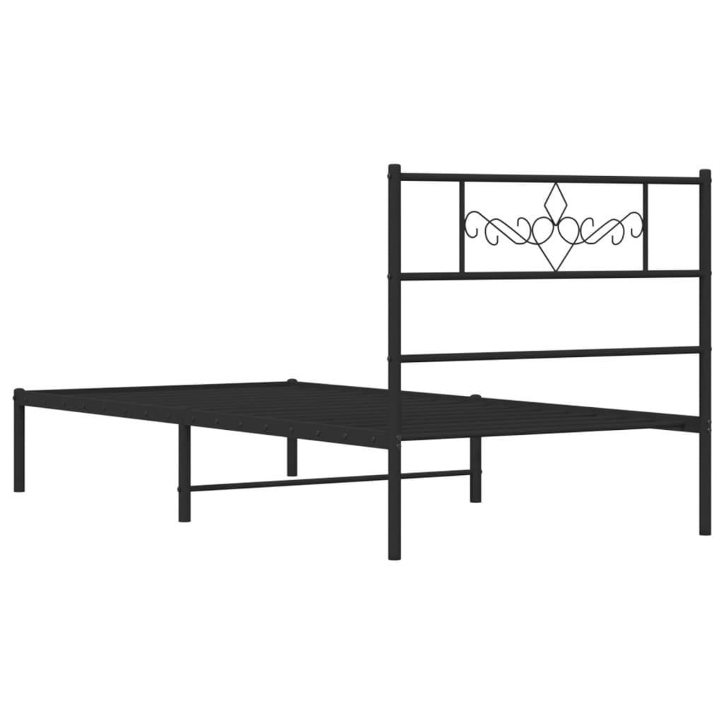 vidaXL Cadre de lit avec tête de lit Métal Noir 75x190 cm