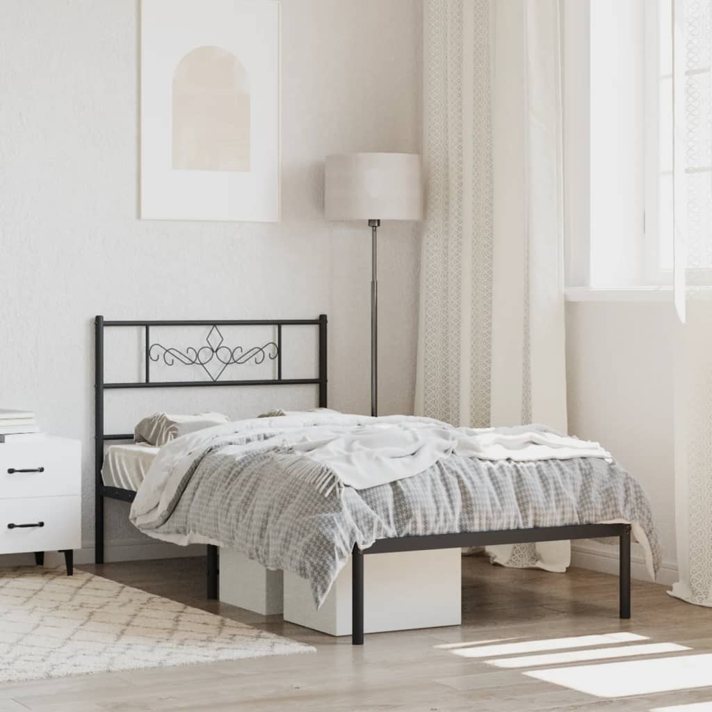 vidaXL Cadre de lit avec tête de lit Métal Noir 75x190 cm