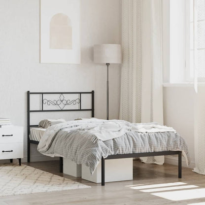 vidaXL Cadre de lit avec tête de lit Métal Noir 75x190 cm