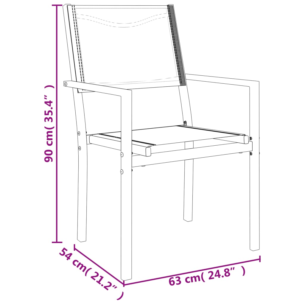 vidaXL Ensemble de salle à manger de jardin 9 pcs Acier et textilène Noir