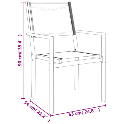 vidaXL Ensemble de salle à manger de jardin 9 pcs Acier et textilène Noir