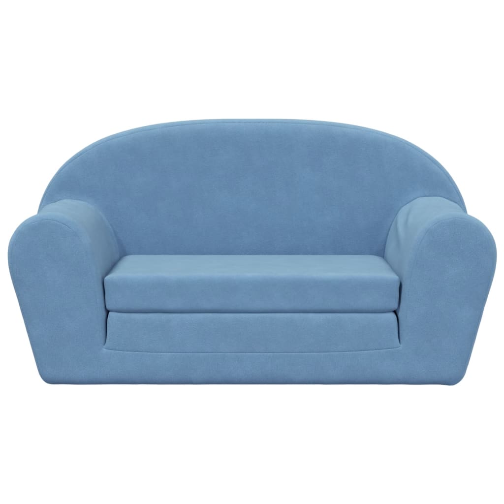 vidaXL Kinder-Schlafsofa 2-Sitzer Blau Weicher Plüsch