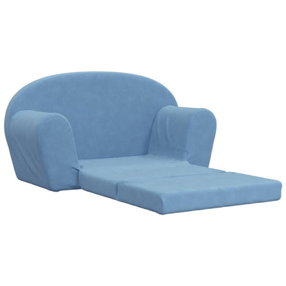 vidaXL Kinder-Schlafsofa 2-Sitzer Blau Weicher Plüsch